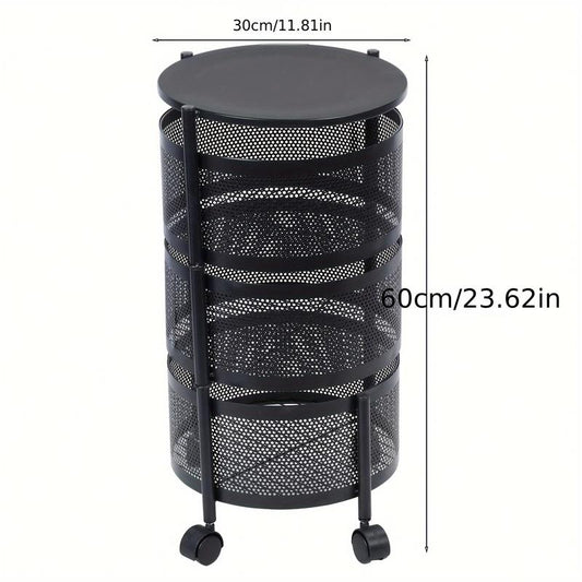 Rotatable Circular Storage，1Pc Rotatable Multi-Layer Circular Storage Rack, Circular Floor Standing Multi-Layer Rotatable Vegetable Basket Storage Rack, Miscellaneous Items, Fruit Multi-Layer Rotating Storage Rack, Practical Storage Rack, Storage Supplies
